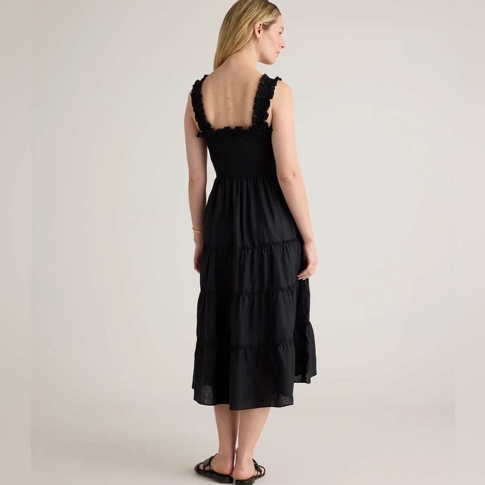 100% European Linen Smocked Midi Dress - Picture 4 of 8